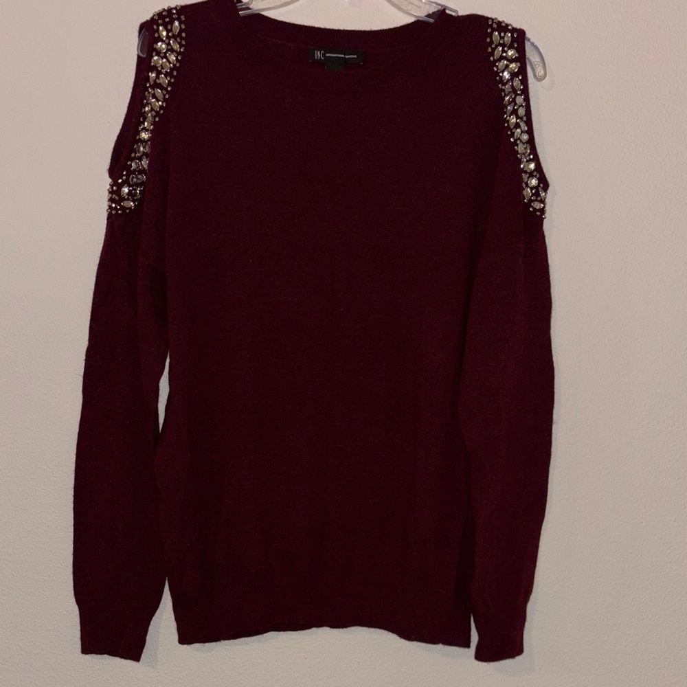 INC International Concepts Off‎ Shoulder Burgundy Sweater Women’s Large